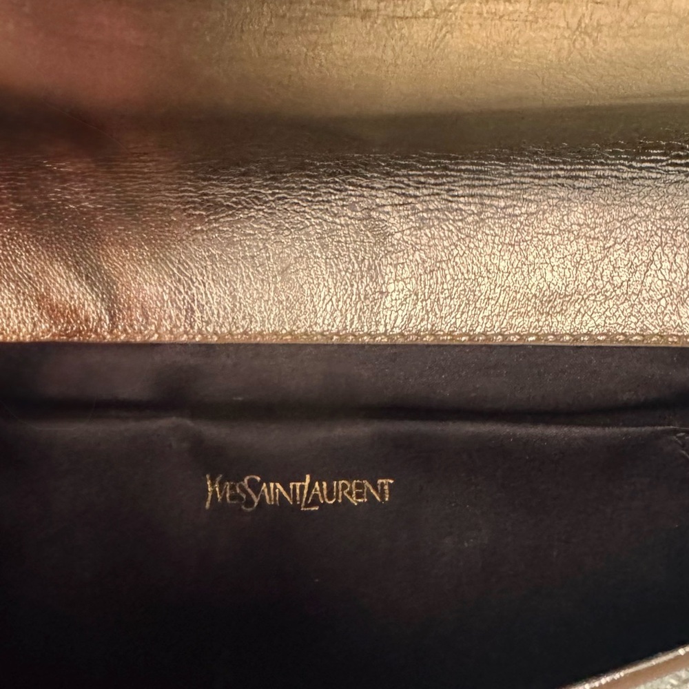 Saint Laurent Gold Metallic YSL large De Jour Clutch - Picture 5 of 7